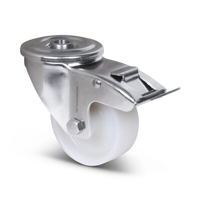 Rvs zwenkwiel met rem 80 mm - Nylon - 150 kg