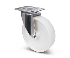 Rvs zwenkwiel 200 mm Nylon - 500 kg
