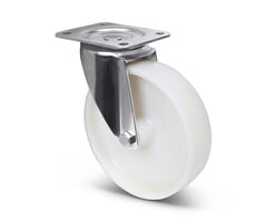 Rvs zwenkwiel 200 mm Nylon - 550 kg