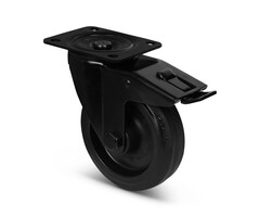 Zwart zwenkwiel met rem 125 mm - 200 kg