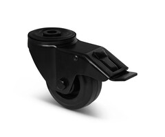 Zwart zwenkwiel met rem 80 mm - 100 kg