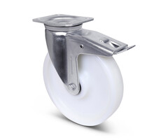 Nylon zwenkwiel met rem 250 mm - 1200 kg