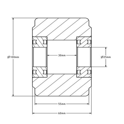 Gietnylon wiel 100 mm - kogellager - 2000 kg