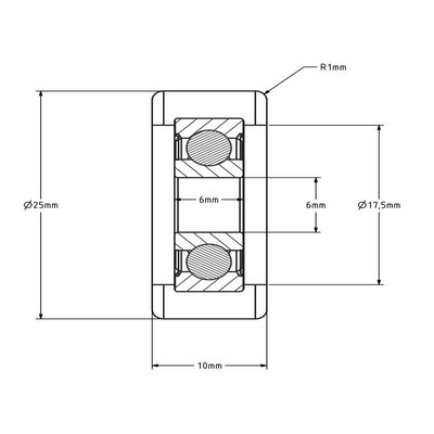 Geleiderol 25x10 mm - polyurethaan - 20 kg