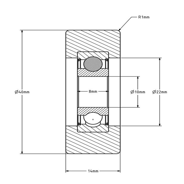 Geleiderol 40x14 mm - polyurethaan - 30 kg