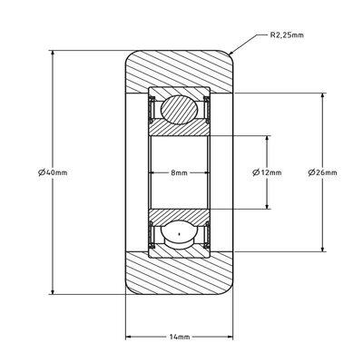 Geleiderol 40x14 mm - polyurethaan - 70 kg