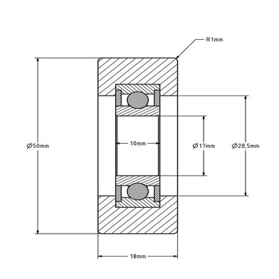 Geleiderol 50x18 mm - polyurethaan - 100 kg