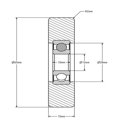 Geleiderol 65x15 mm - polyurethaan - 135 kg