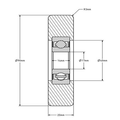Geleiderol 90x20 mm - polyurethaan - 195 kg