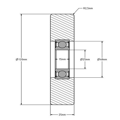 Geleiderol 120x25 mm - polyurethaan - 270 kg