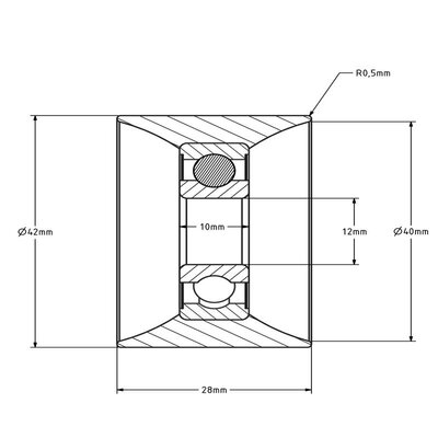 Geleiderol 42x28 mm - polyamide - 110 kg