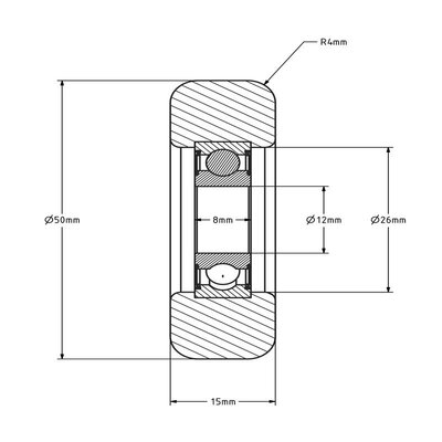 Geleiderol 50x15 mm - polyamide - 80 kg