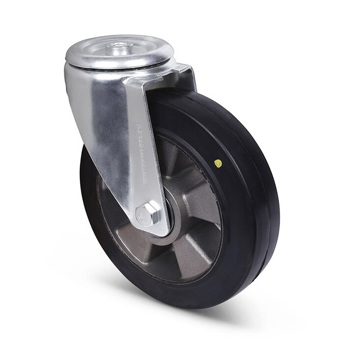 ESD Rubber zwenkwiel 200 mm - kogellager - 400 kg