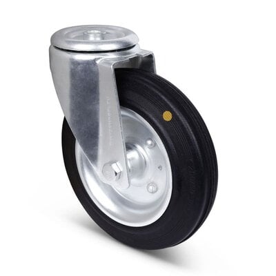 Volrubber ESD zwenkwiel 200 mm - stalen velg en boutgat - 205 kg