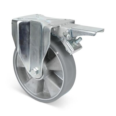 ESD PU bokwiel met rem 200 mm - kogellager - 900 kg