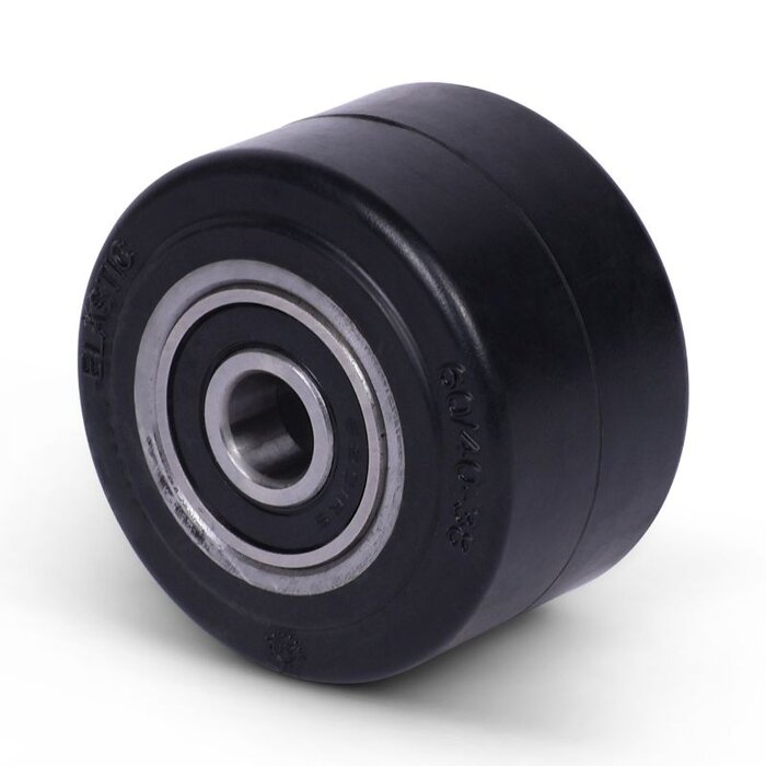 Rubber wiel 60 mm - kogellager asgat 12 mm - 100 kg