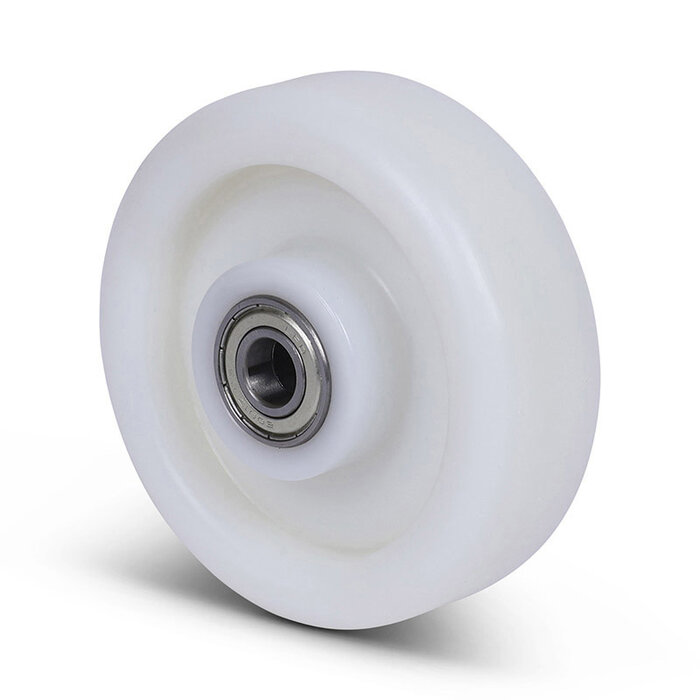 Nylon wiel 100 mm - kogellager asgat 12 mm - 300 kg
