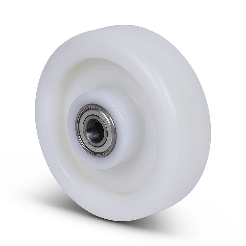 Nylon wiel 100 mm - kogellager asgat 12 mm - 300 kg