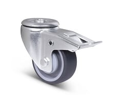 TPR rubber zwenkwiel met rem 80 mm - 80 kg