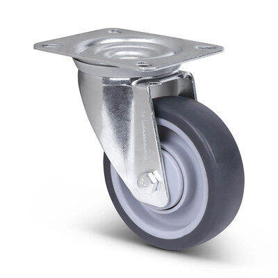 Rubber zwenkwiel 100 mm - kogellager - 100 kg