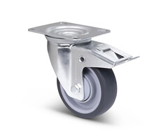 TPR rubber zwenkwiel met rem 100 mm - 100 kg