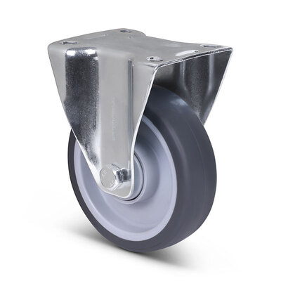 Rubber bokwiel 125 mm - kogellager - 135 kg