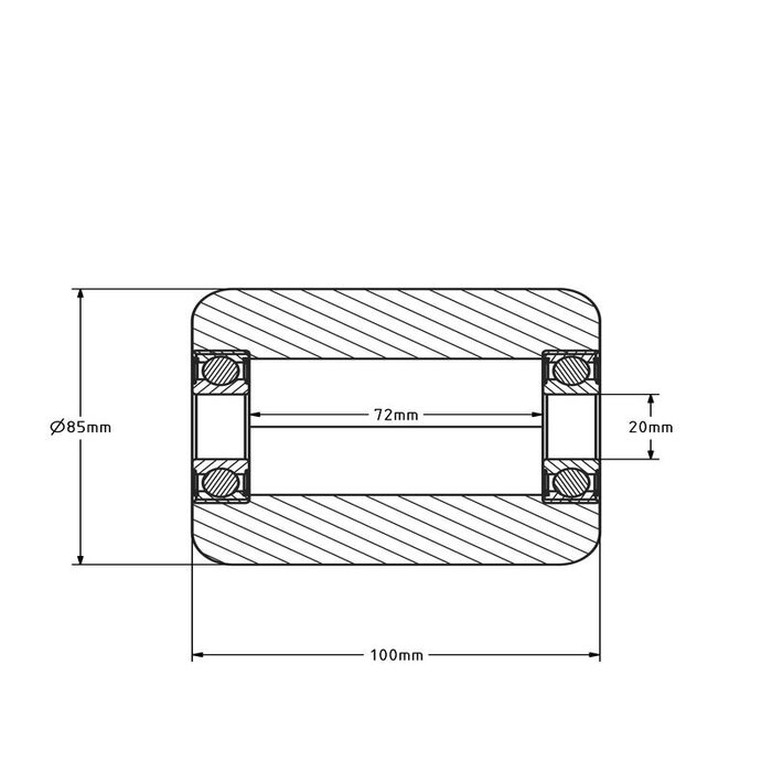 Nylon palletrol 85x100 mm - kogellager - 1100 kg