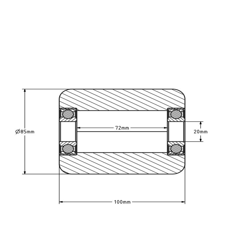 Nylon palletrol 85x100 mm - kogellager - 1100 kg