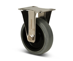 Rvs bokwiel 100 mm Elastisch rubber - 190  kg