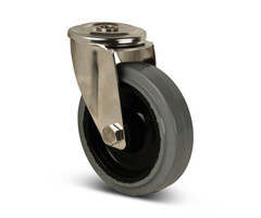 Rvs zwenkwiel 100 mm Elastisch rubber - 190 kg