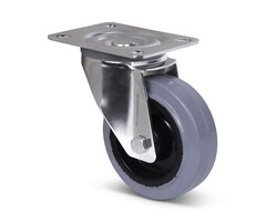 Rvs zwenkwiel 100 mm Elastisch rubber - 190 kg
