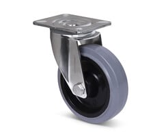 Rvs zwenkwiel 125 mm rubber - 190 kg