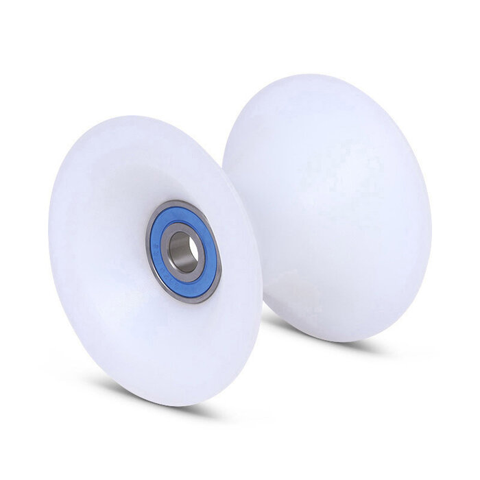RVS Kunststof diabolorol 87 mm - asgat 12 mm - 150 kg
