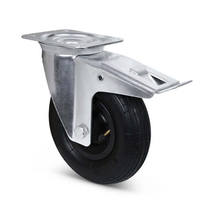 Zwenkwiel met rem 200 mm - luchtband - 75 kg