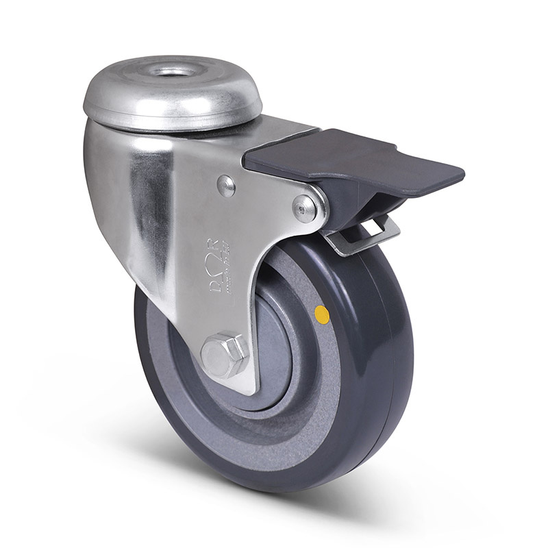 ESD Rvs zwenkwiel met rem 125 mm - 100 kg