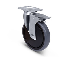 Apparaten zwenkwiel met rem zwart 150 mm - 100 kg