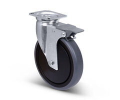 Apparaten zwenkwiel met rem zwart 150 mm - 100 kg