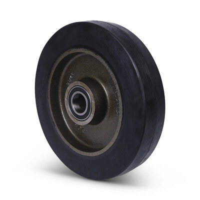 Rubber wiel 250 mm - kogellager asgat 25 mm - 500 kg