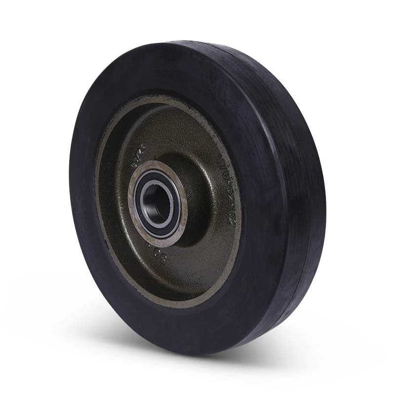 Rubber wiel 250 mm - kogellager asgat 25 mm - 500 kg