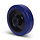 Rvs wiel 125 mm - blauw elastisch rubber - 250 kg