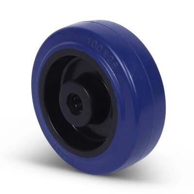 Rubber wiel 100 mm - rollager asgat 12 mm - 160 kg