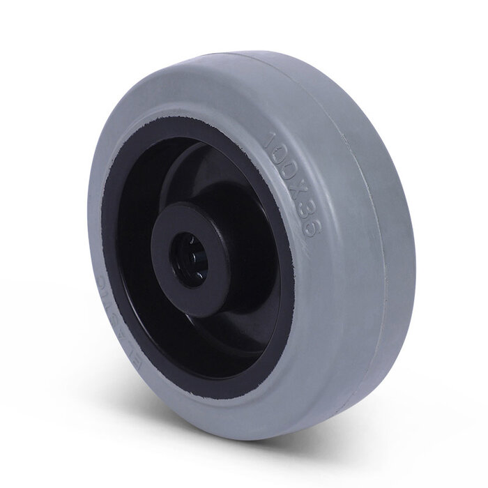 Rubber wiel 100 mm - rollager asgat 12 mm - 160 kg