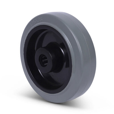 Rubber wiel 125 mm - rollager asgat 15 mm - 220 kg