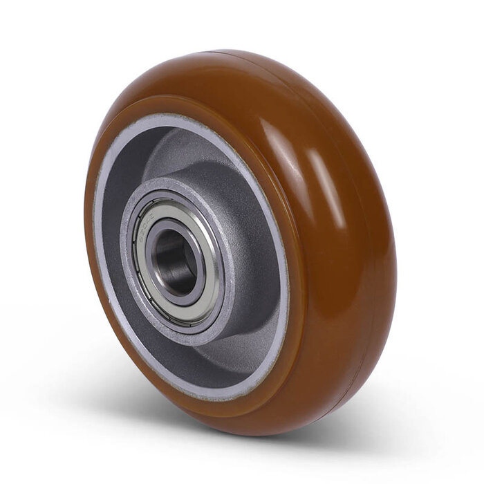 PU wiel 125 mm gebolleerd - asgat 20 mm - 310 kg