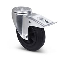 Volrubber zwenkwiel met rem 160 mm - 140 kg