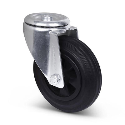 Rubber zwenkwiel 160 mm - rollager - 140 kg