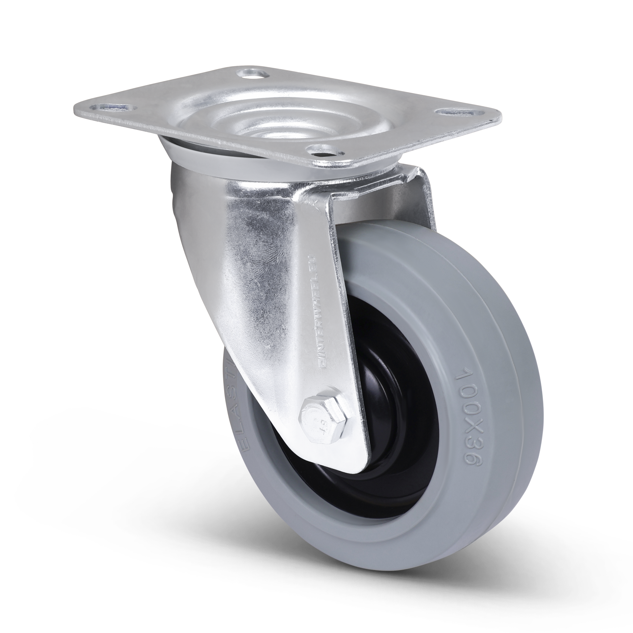 Rubber zwenkwiel 100 mm - kogellager - 160 kg
