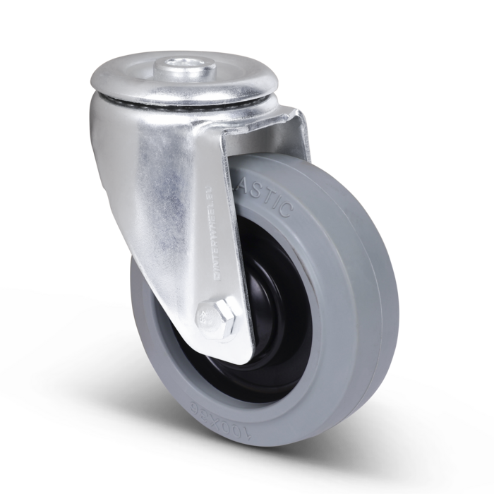 Rubber zwenkwiel 100 mm - kogellager - 160 kg