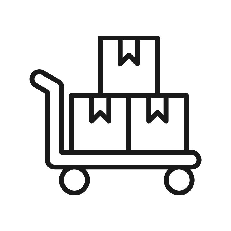Schematische belasting op een transportwagen