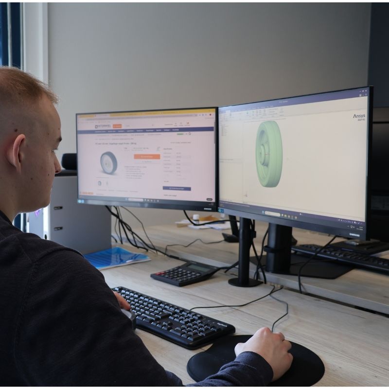 Technisch 3D-model en maattekening van een Interwiel product